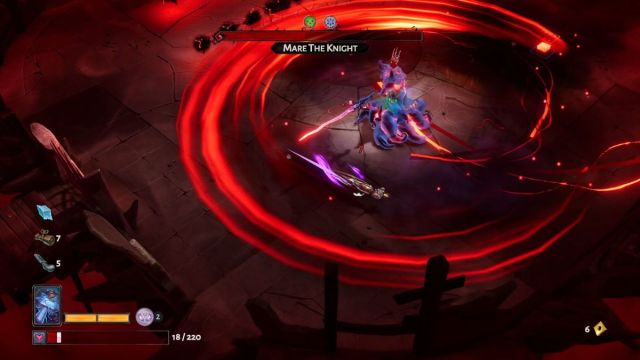 A player fights Mare the Knight in Lost In Random: The Eternal Die.